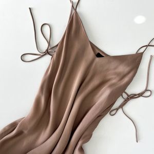 Dusty Pink Satin Like NBD Mini Dress with Tie Sides and Rounded Hem | Size M